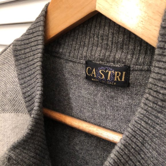 Castri men zip up gray sweater, merino wool blend, made in Italy, L - Picture 4 of 7